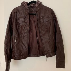 Brown vegan leather jacket